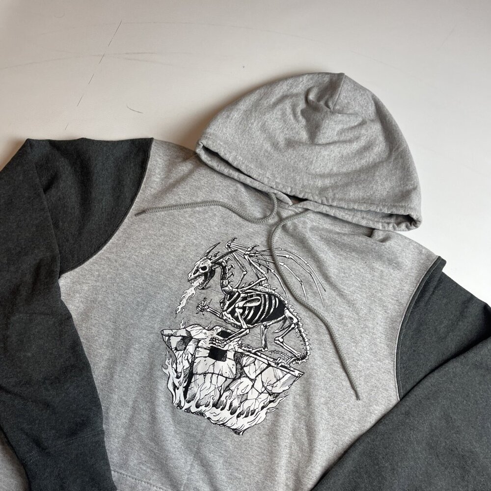 Y2K RDS Red Dragon Mens M Hoodie Skateboard Graphic Dragon Grey CANADA MADE - Picture 3 of 14